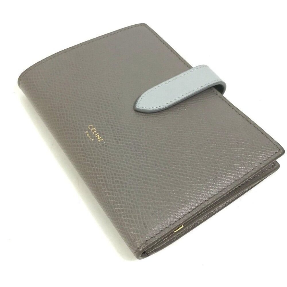 CELINE .10PI Bicolor Medium strap wallet Trifold wallet Leather gray - Picture 5 of 13